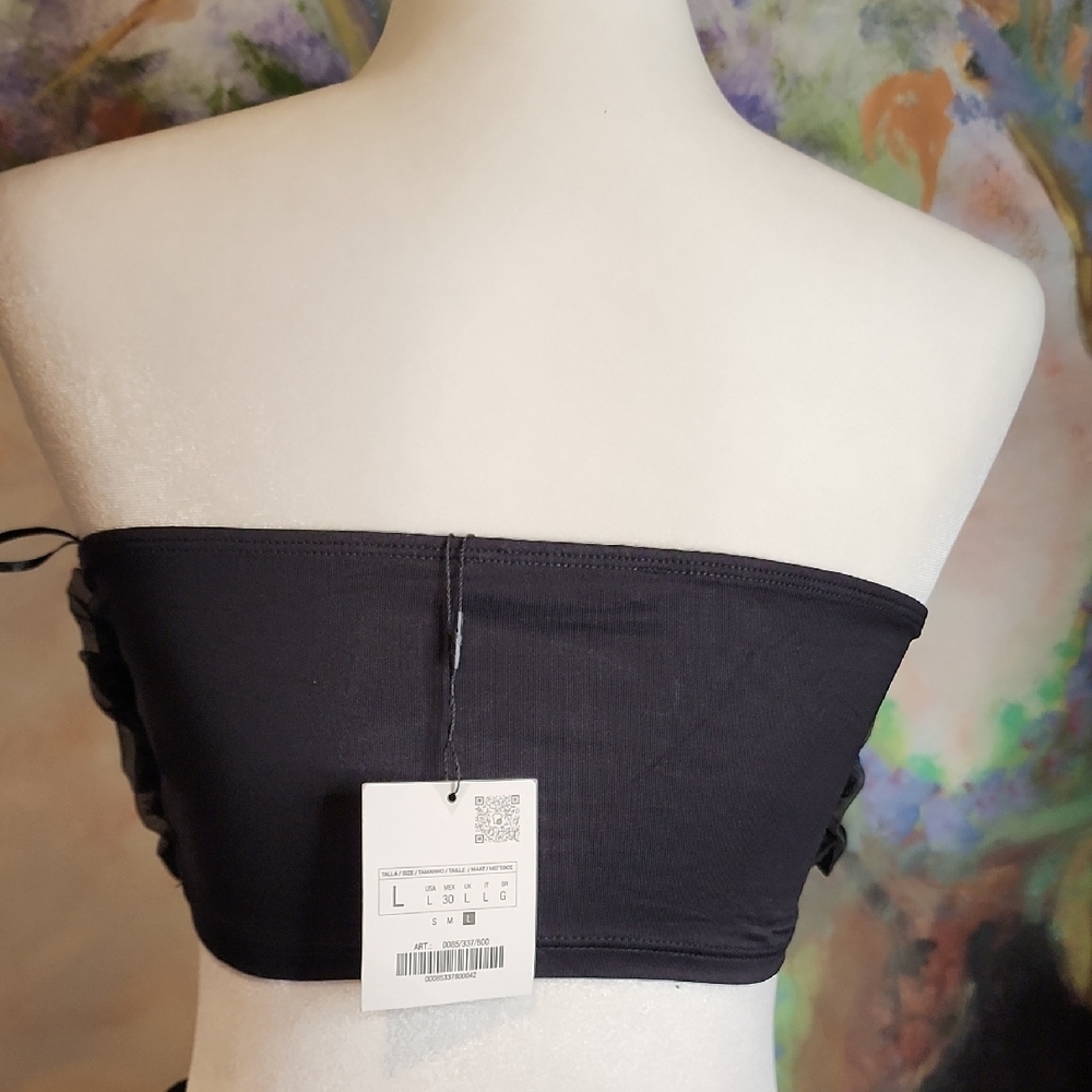 Zara Organza Flower Bandeau Top - Picture 2 of 5